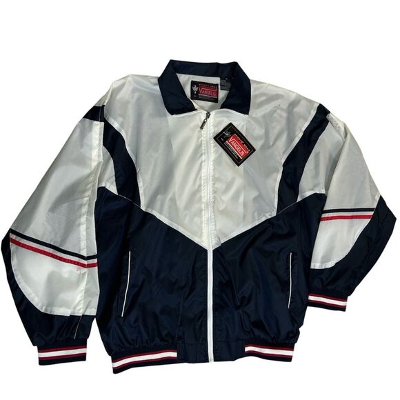 Vangelis Other - Vangelis Bomber Jacket Men's Windbreaker XL Full Zip Blue White Red Stripe Retro